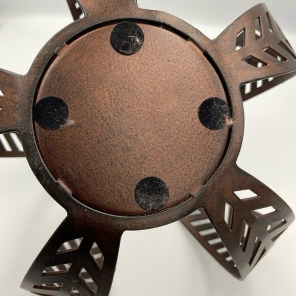 Metal Pumpkin Candle Holder Bronze Toned Harvest Halloween Fall Autumn Decor - Picture 5 of 5